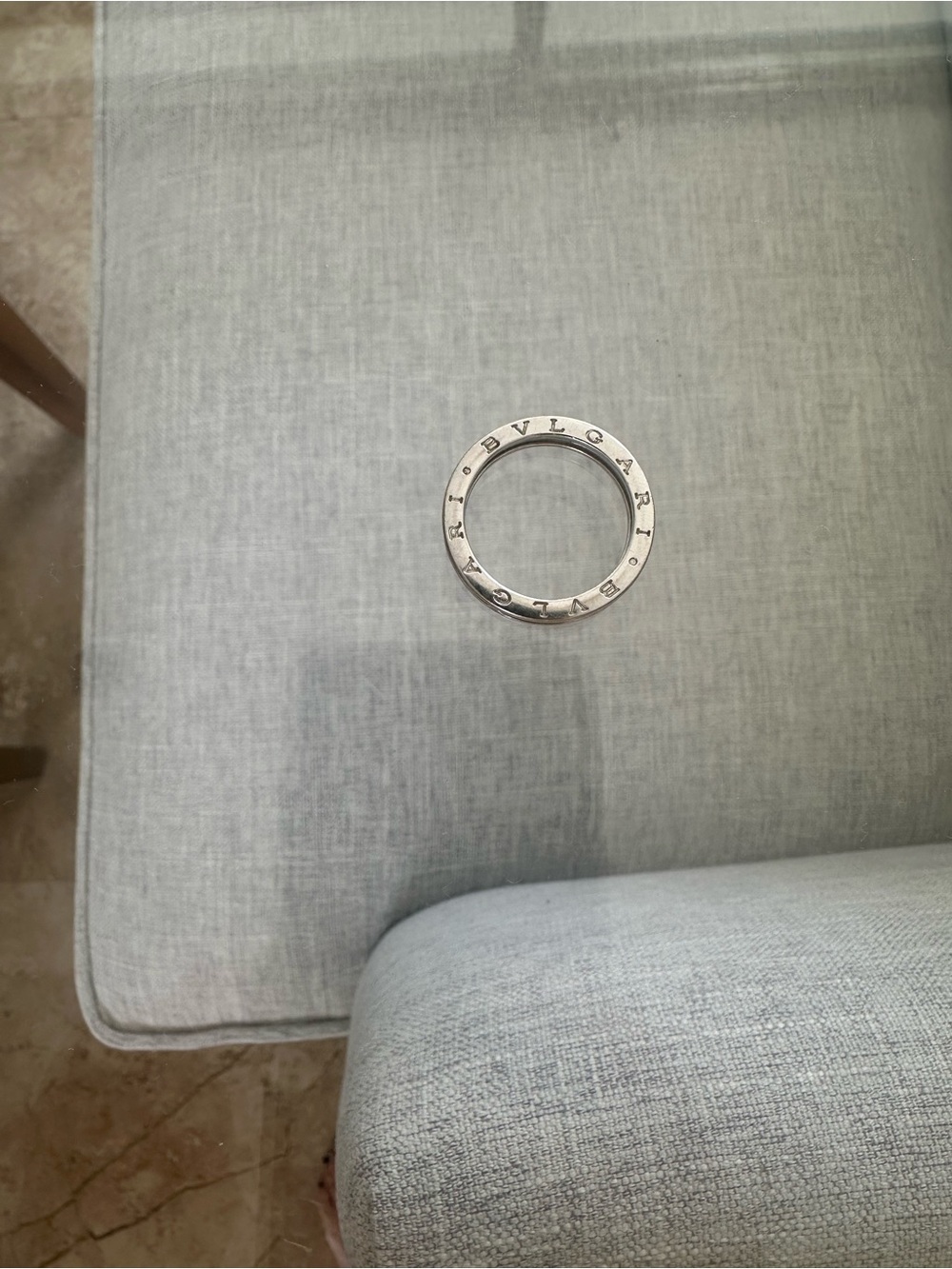 Bulgari Silver-Tone Ring Accent with Engraved Logo